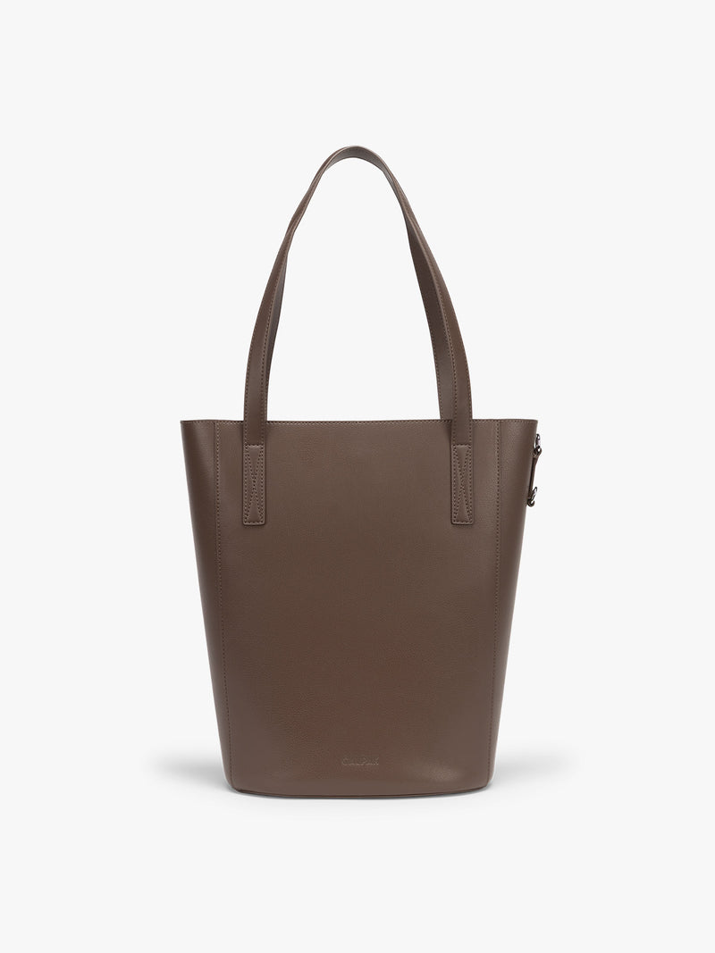 CALPAK Haven 14 inch Laptop Bucket Bag in dark brown Espresso front view