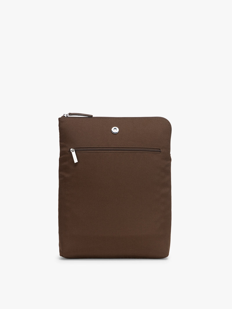 CALPAK Haven 14 inch Laptop Bucket Bag in dark brown Espresso removable pocket sleeve