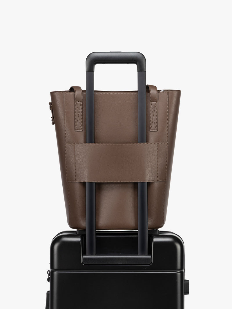 CALPAK Haven 14 inch Laptop Bucket Bag in dark brown Espresso trolley sleeve