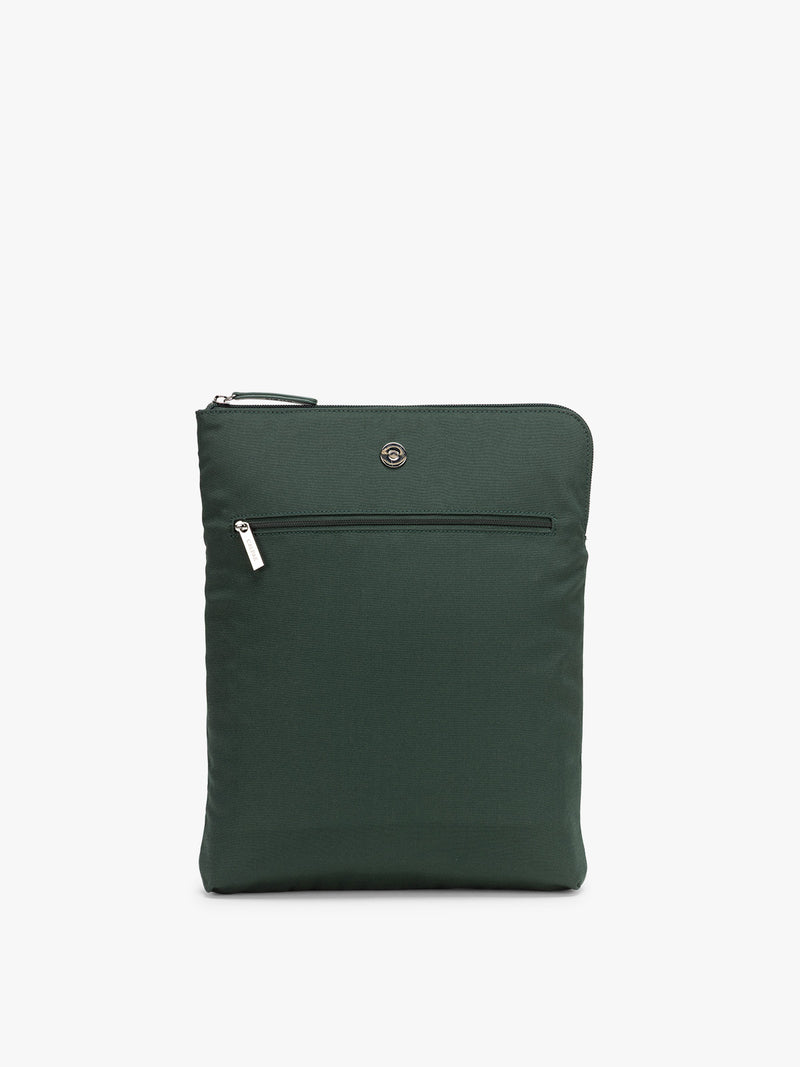 CALPAK Haven 14 inch Laptop Bucket Bag in dark green Forest with removable pocket sleeve