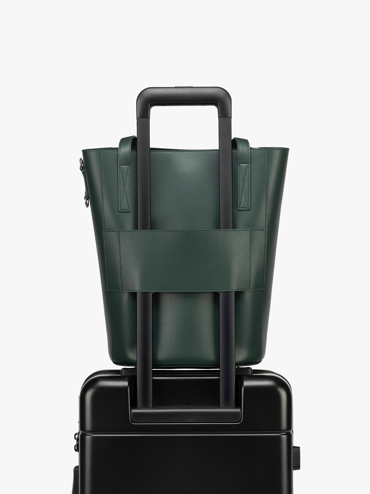 CALPAK Haven 14 inch Laptop Bucket Bag in dark green Forest with trolley sleeve; ABU2501-FOREST