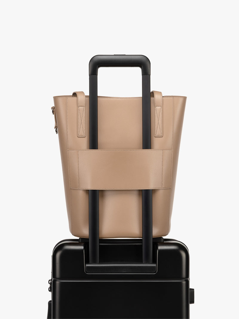 CALPAK Haven 14 inch Laptop Bucket Bag in beige Taupe trolley sleeve