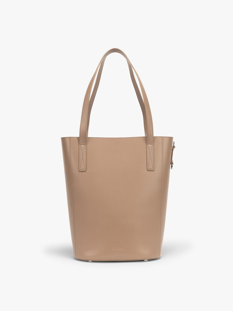 CALPAK Haven 14 inch Laptop Bucket Bag in beige Taupe front view