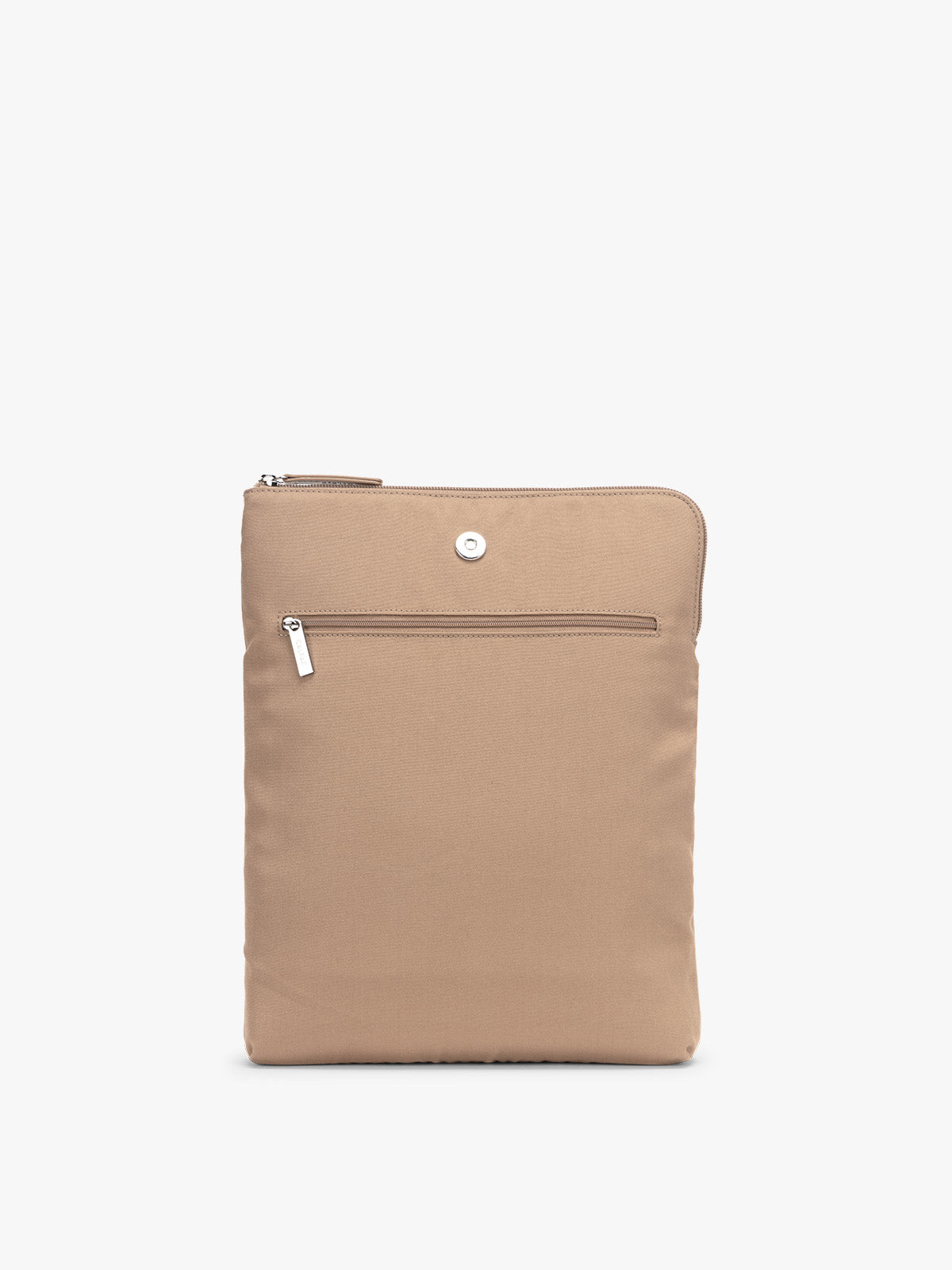 CALPAK Haven 14 inch Laptop Bucket Bag in beige Taupe's removable pocket sleeve; ABU2501-TAUPE