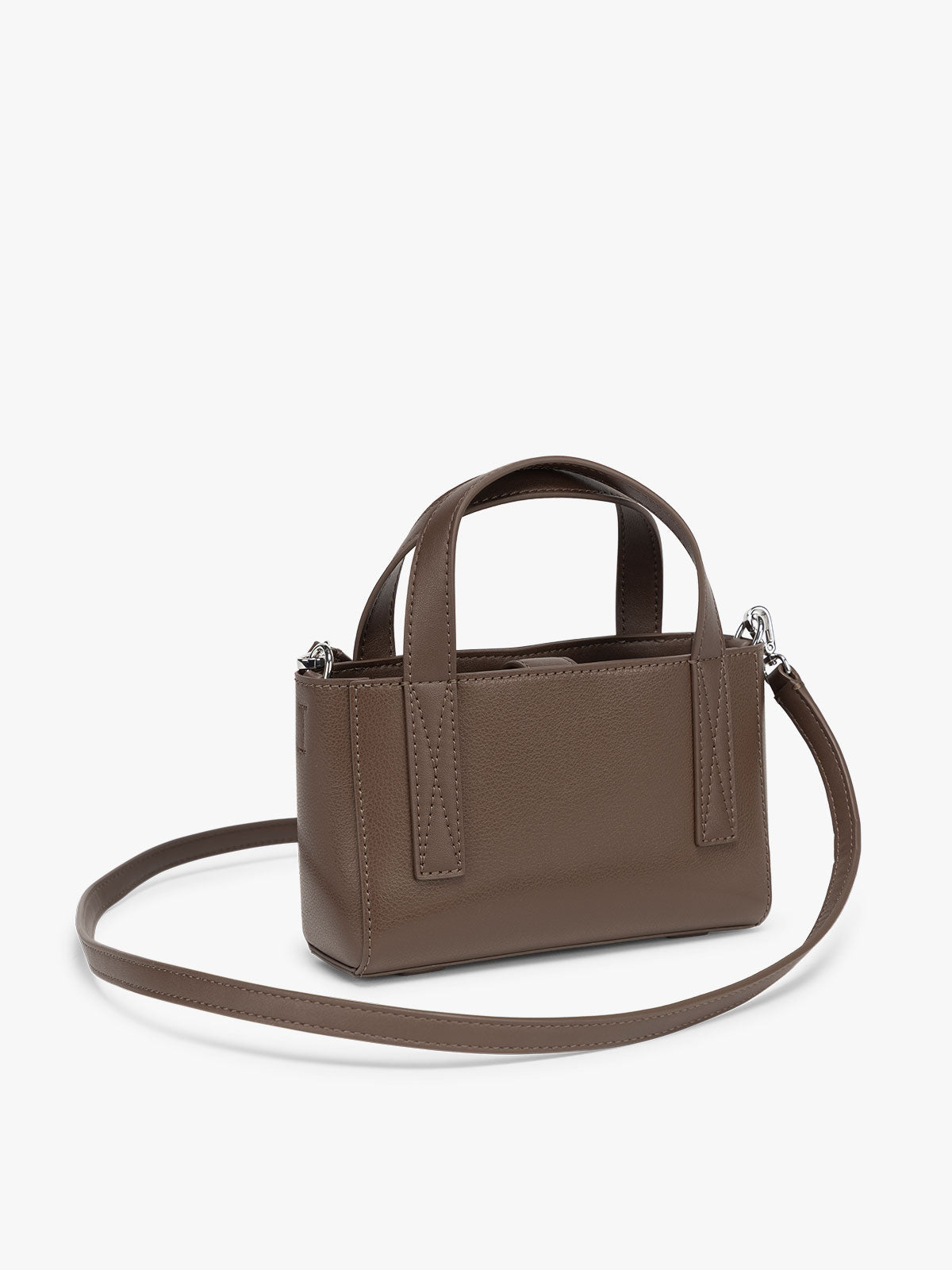 CALPAK Haven Mini Crossbody Bag in dark brown Espresso side view; AMC2501-ESPRESSO