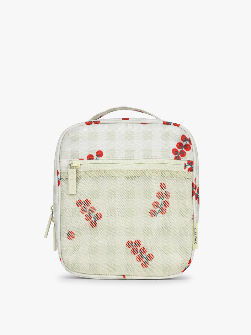 CALPAK Everything Cube inlight and green gingham pattern with tomato print