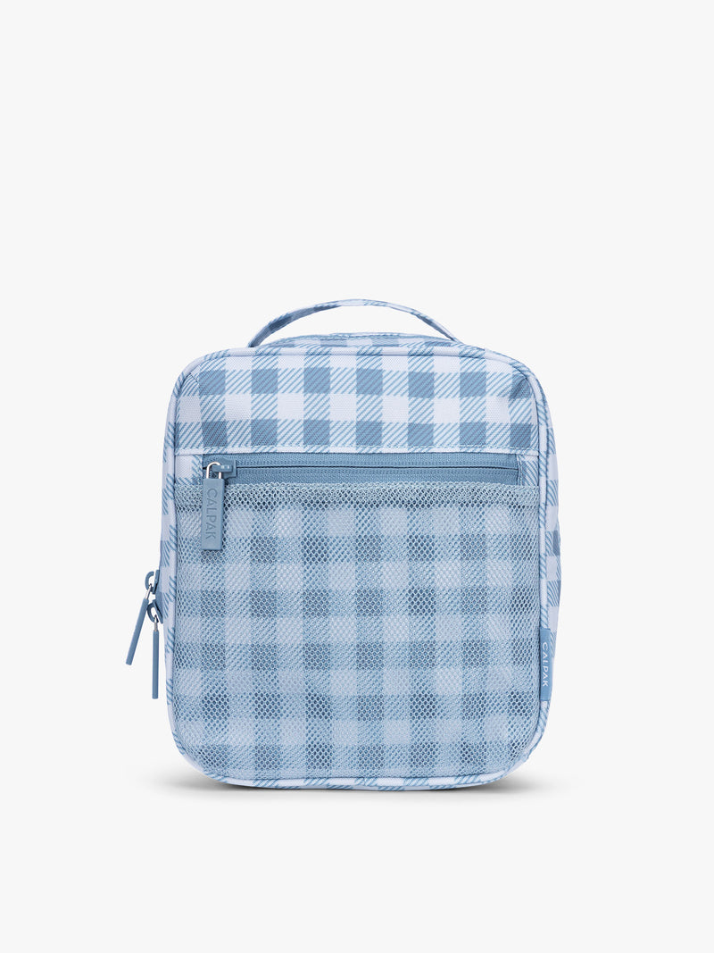 CALPAK Everything Cube in light blue and white gingham print