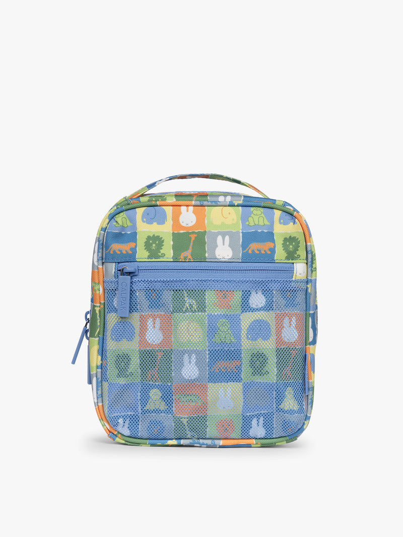Colorful organizer with Miffy and zoo animals print for the CALPAK Everything Cube