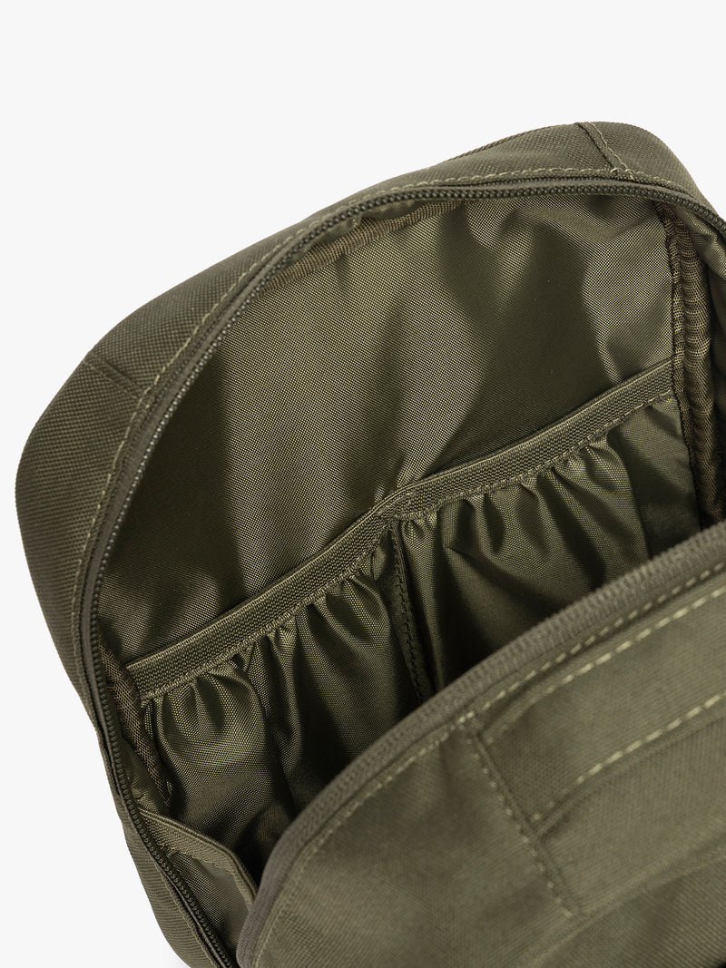 Interior of CALPAK Everything Cube in dark green MOSS