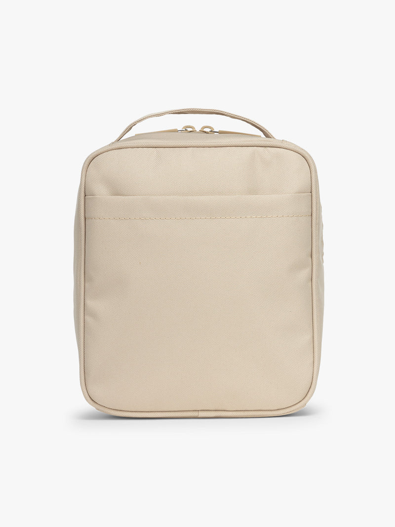 Backside of CALPAK Everything Cube in beige Oatmeal