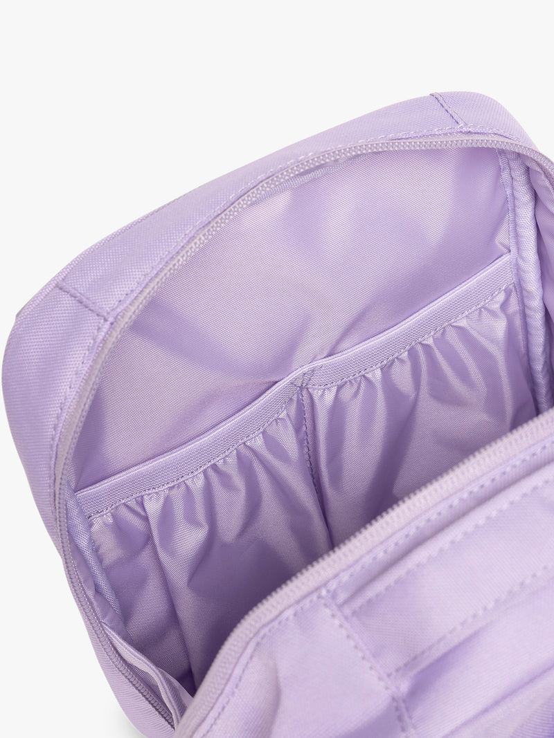 Interior of CALPAK Everything Cube in light purple Orchid