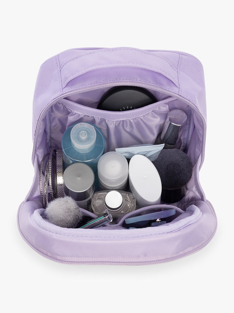 Items  inside of CALPAK Everything Cube in light purple Orchid