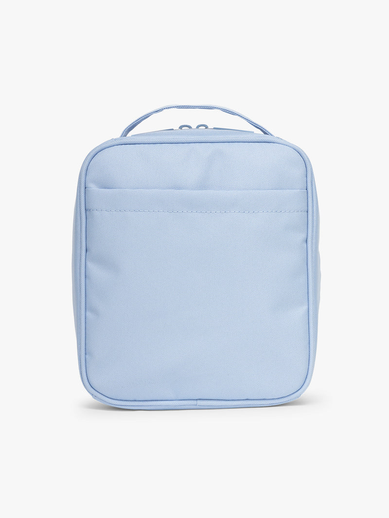 Backside of CALPAK Everything Cube in light blue SKY