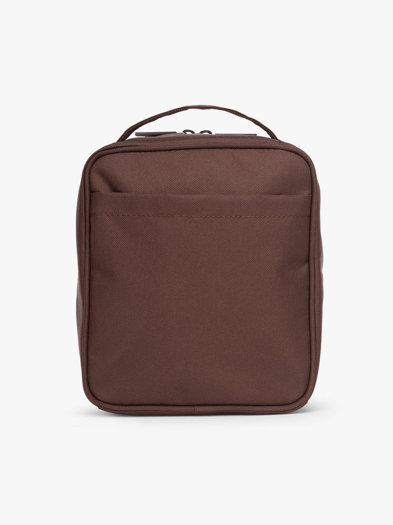 Backside of CALPAK Everything Cube in brown Walnut