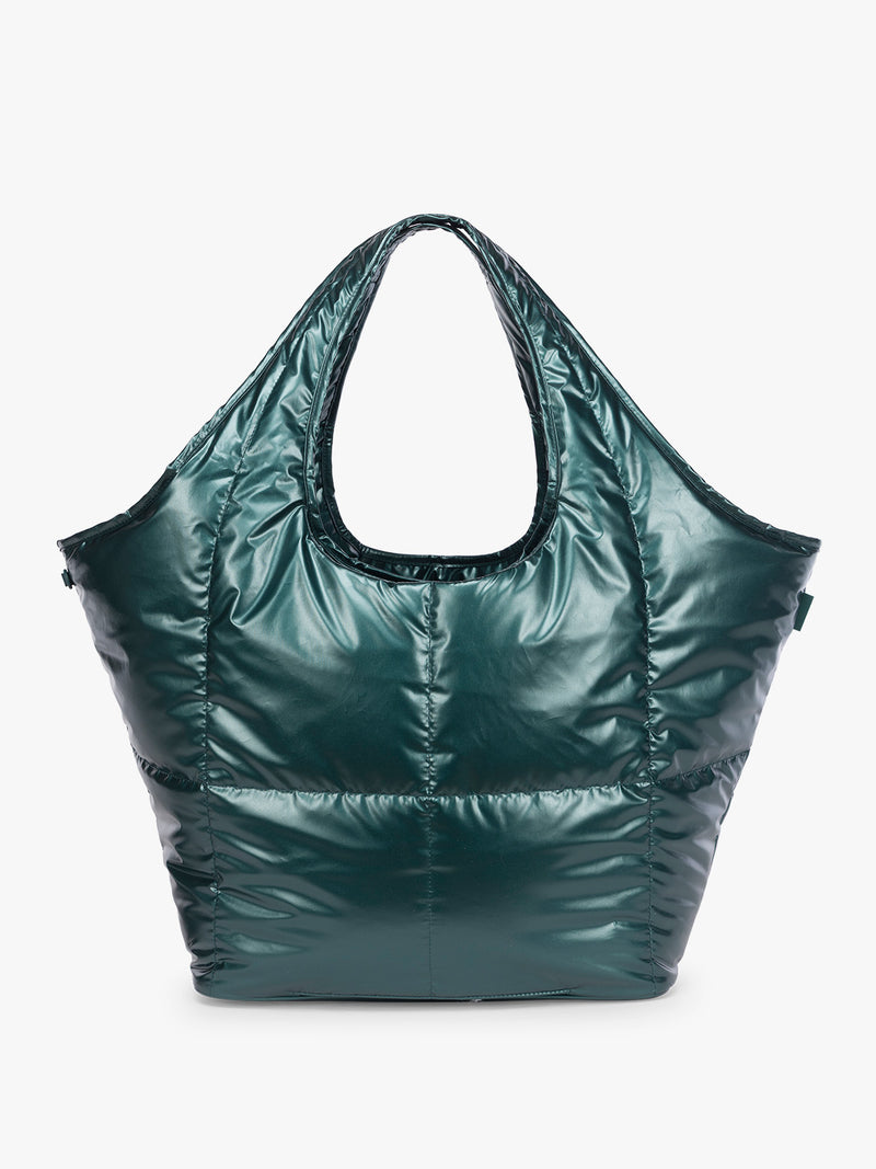CALPAK Luka Everything Tote in dark green shiny Kale