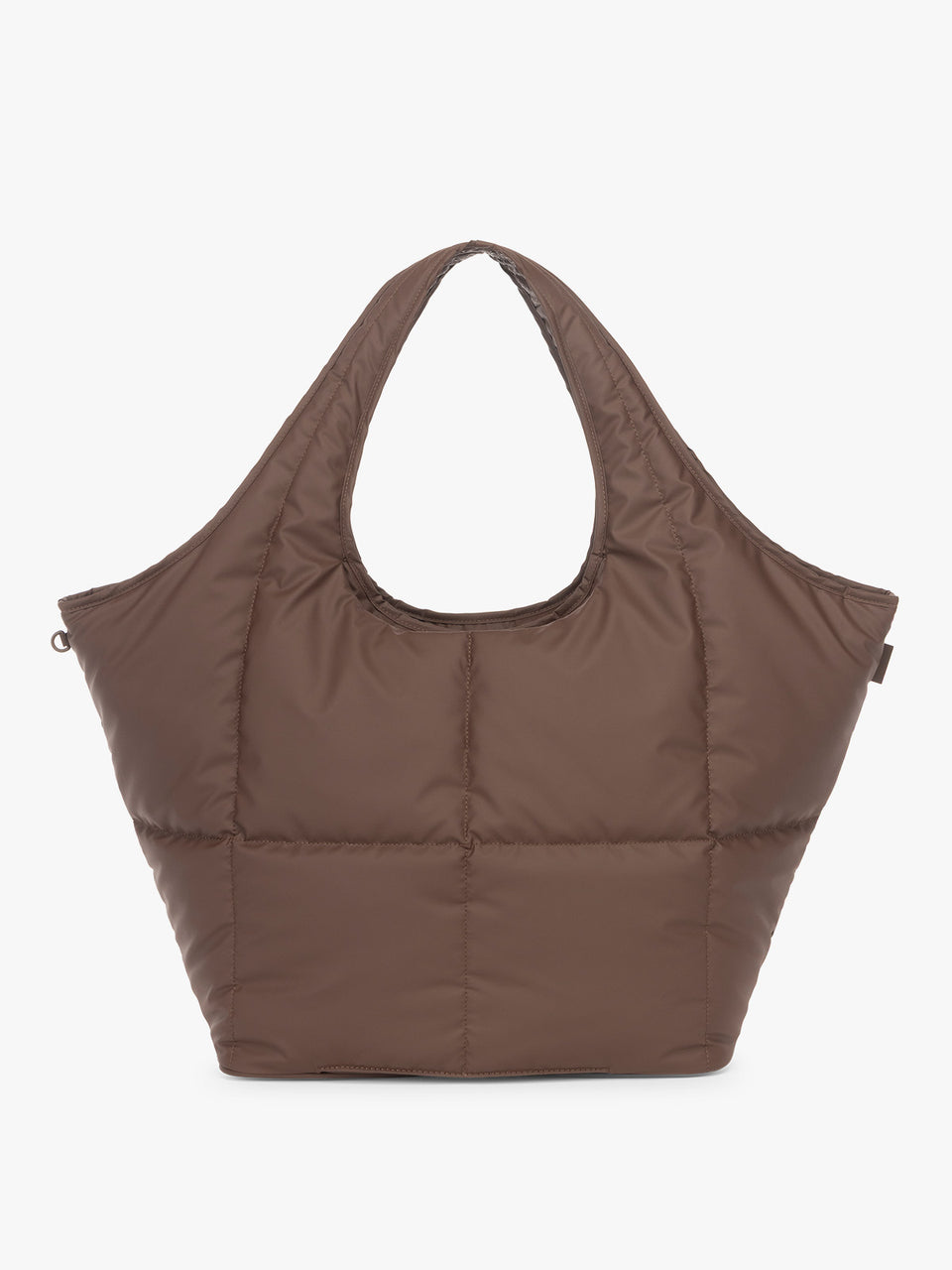 CALPAK Luka Everything Laptop tote in brown Walnut with shoulder strap on a white background; AET2601-WALNUT