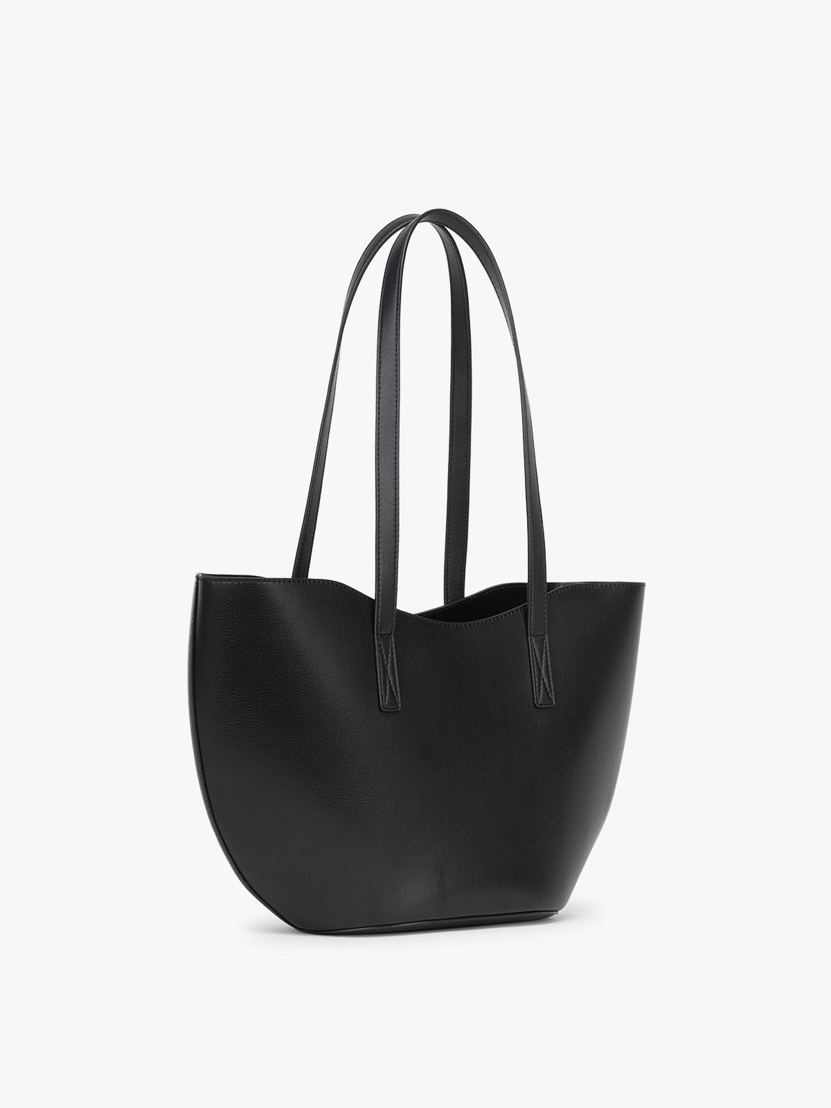 Side view of CALPAK Haven Tulip Tote in Black; AHP2601-BLACK
