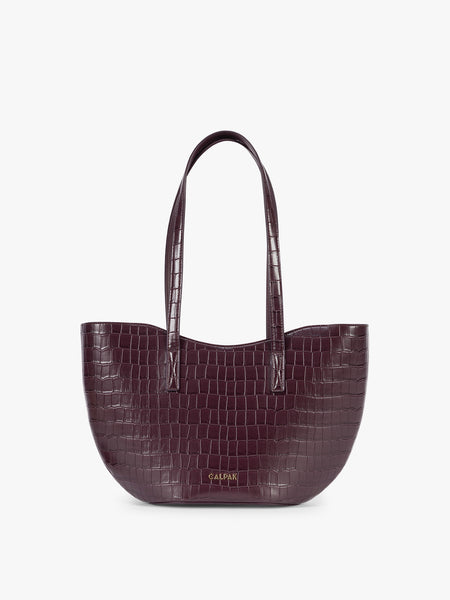 Haven Tulip Tote in Croc-Embossed in Dark Cherry Croc | CALPAK