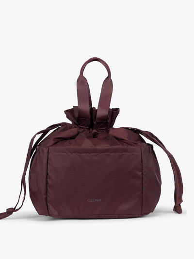 Burgundy Dark Cherry CALPAK Insulated Lunch Bag with top handles, shown against a plain white background; ALB2001-DARK-CHERRY view 1