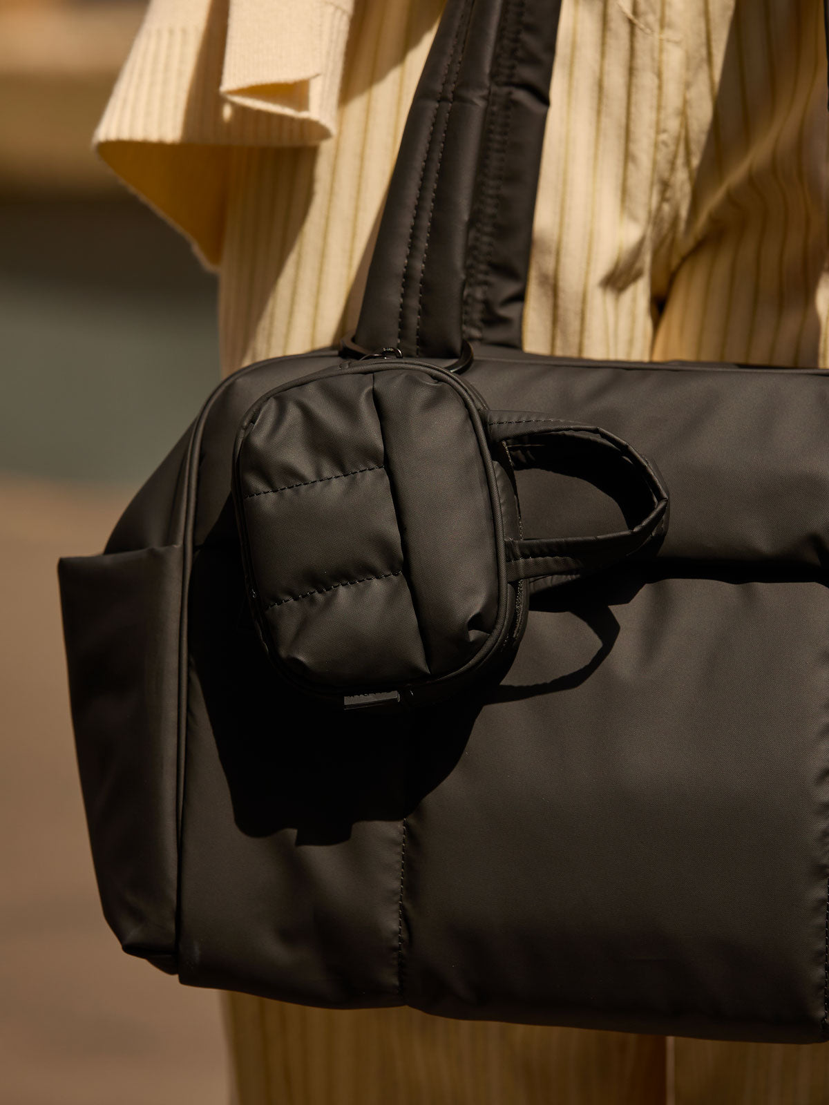 Luka Duffel Zip Bag Charm in Matte Black | CALPAK