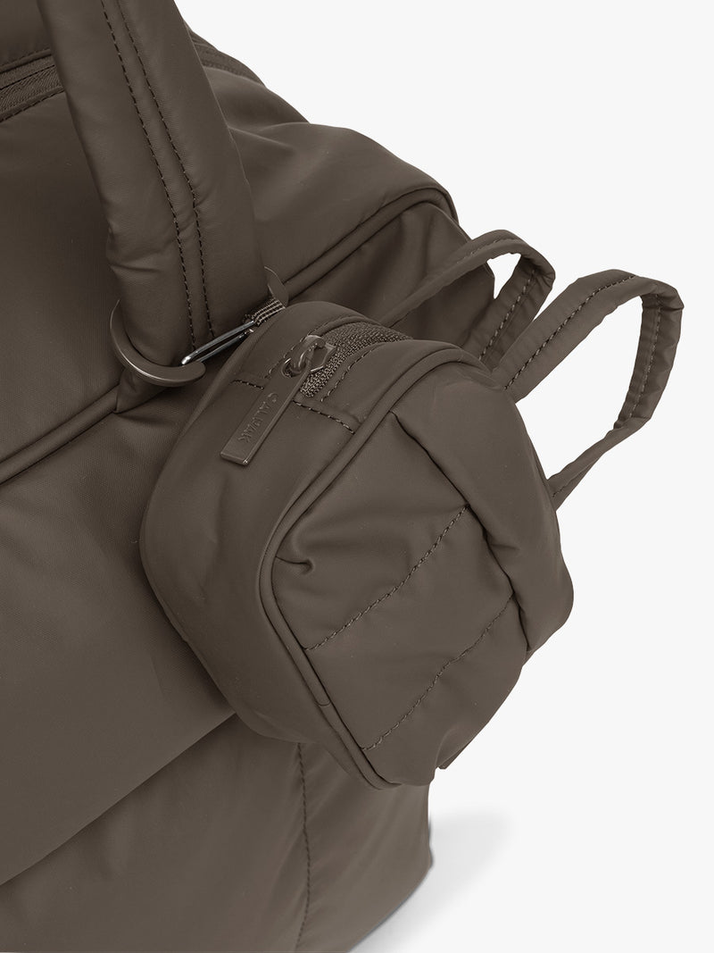 Attached CALPAK Luka Duffel Zip Bag Charm in brown Mushroom