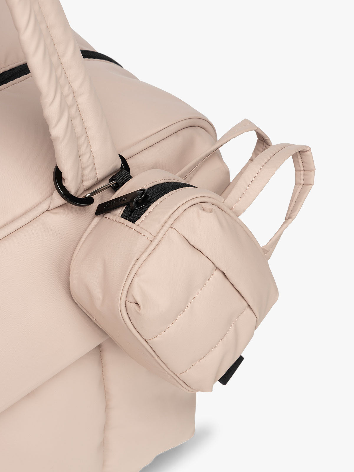Luka Duffel Zip Bag Charm in Rose Quartz | CALPAK