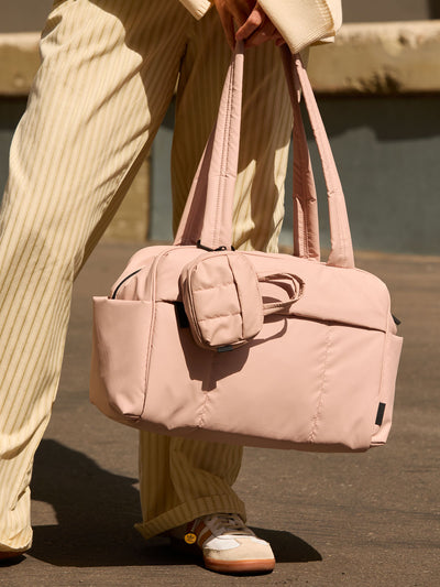 CALPAK Luka Duffel Key Pouch in white Oatmeal; ALK2501-OATMEAL view 2