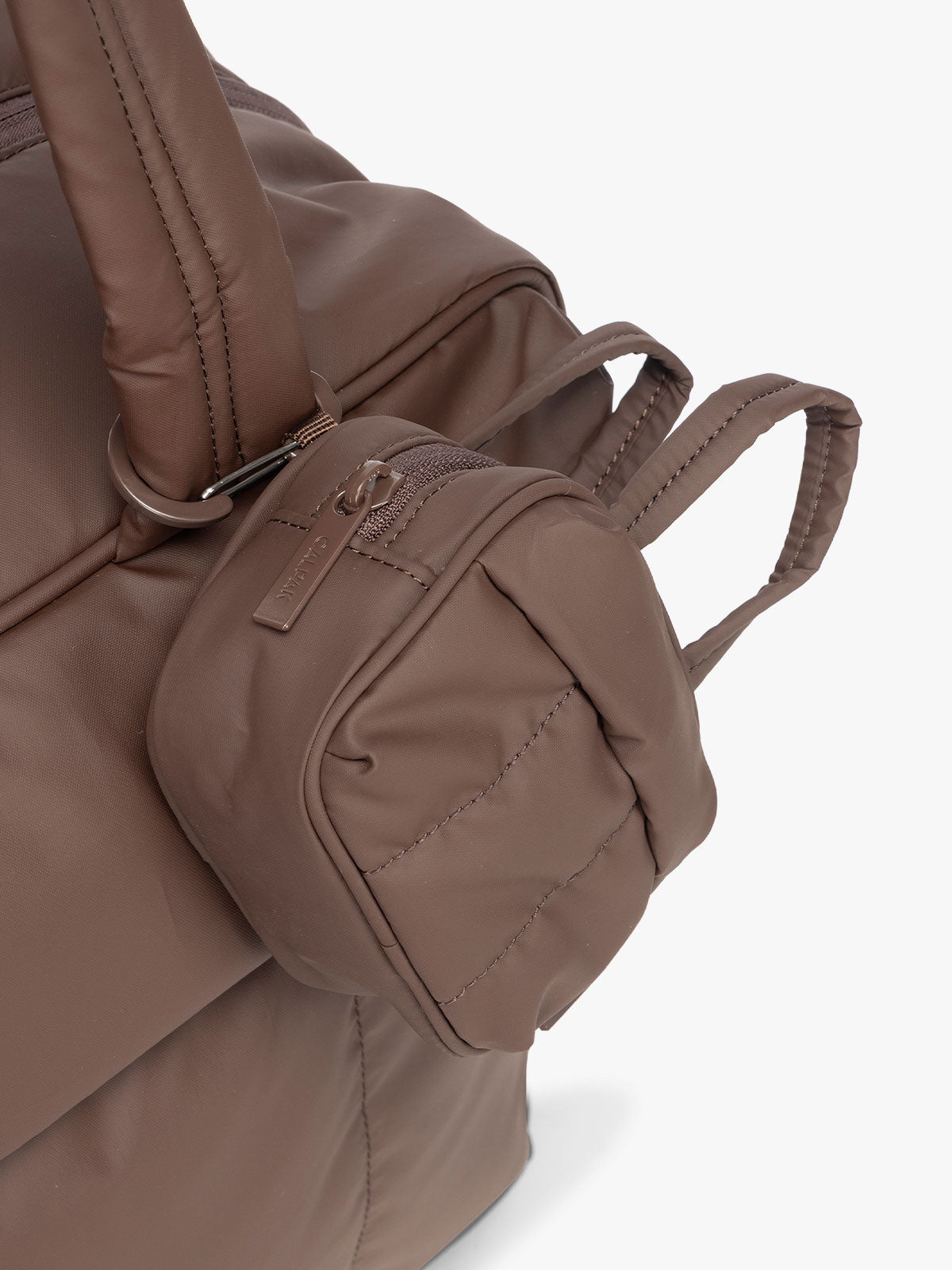 Luka Duffel Zip Bag Charm in Walnut | CALPAK