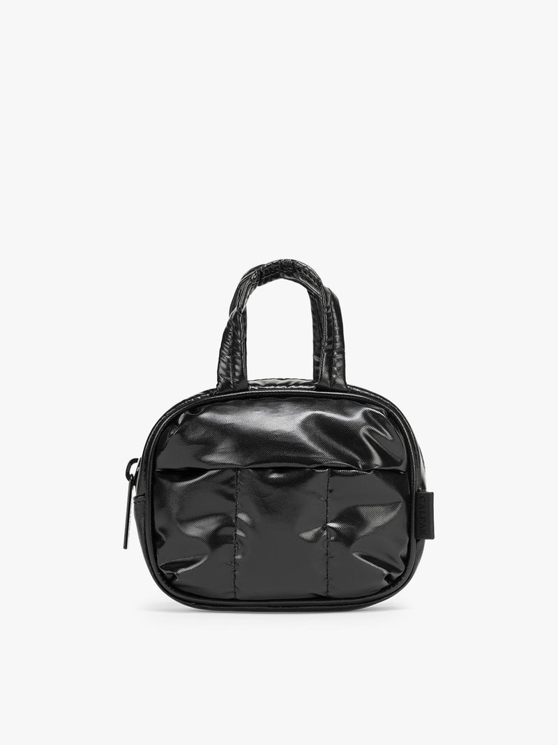 CALPAK Luka Duffel Key Pouch in Glazed Black on a white background