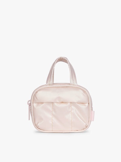 CALPAK Luka Duffel Zip Bag Charm in light pink shiny Pearlescent ; ALK2501-PEARLESCENT view 1