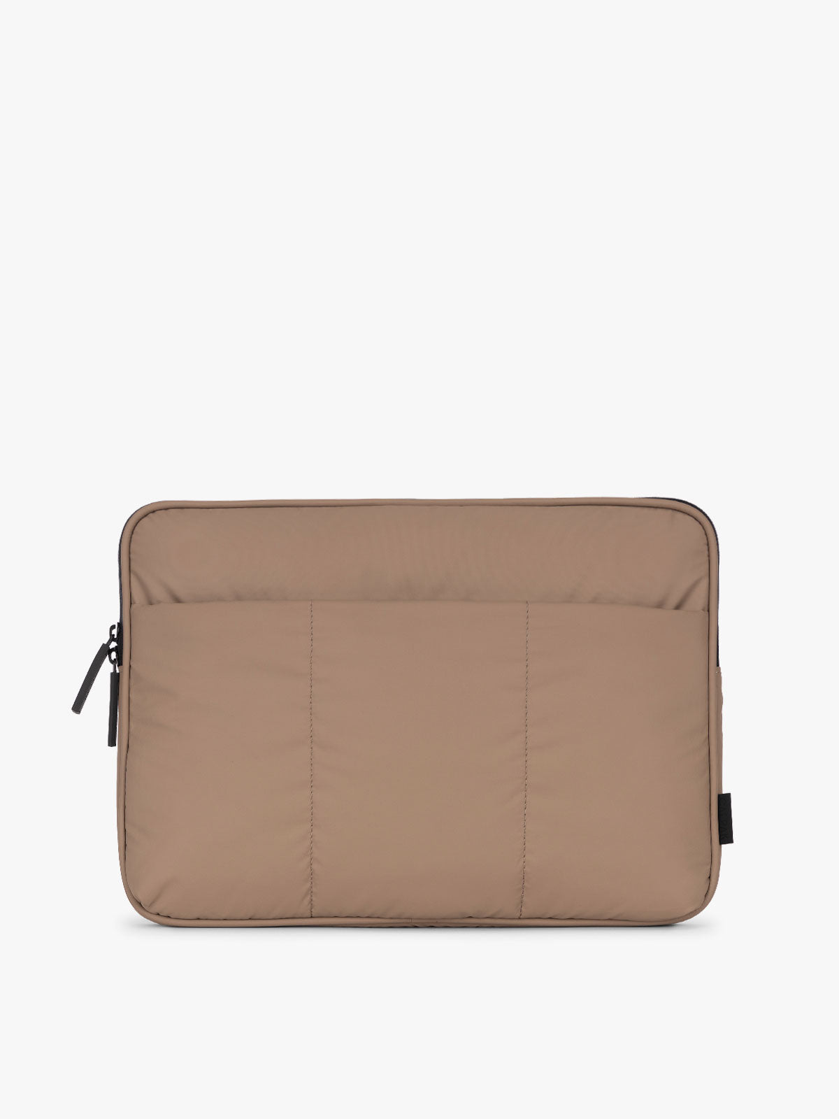 CALPAK Luka 14" Padded Laptop Sleeve with soft, puffy exterior in chocolate; ALL2401-CHOCOLATE