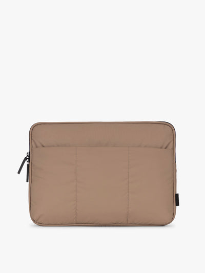 CALPAK Luka 14 Padded Laptop Sleeve with soft, puffy exterior in chocolate; ALL2401-CHOCOLATE view 1