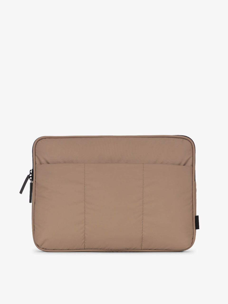 CALPAK Luka 14" Padded Laptop Sleeve with soft, puffy exterior in chocolate; ALL2401-CHOCOLATE