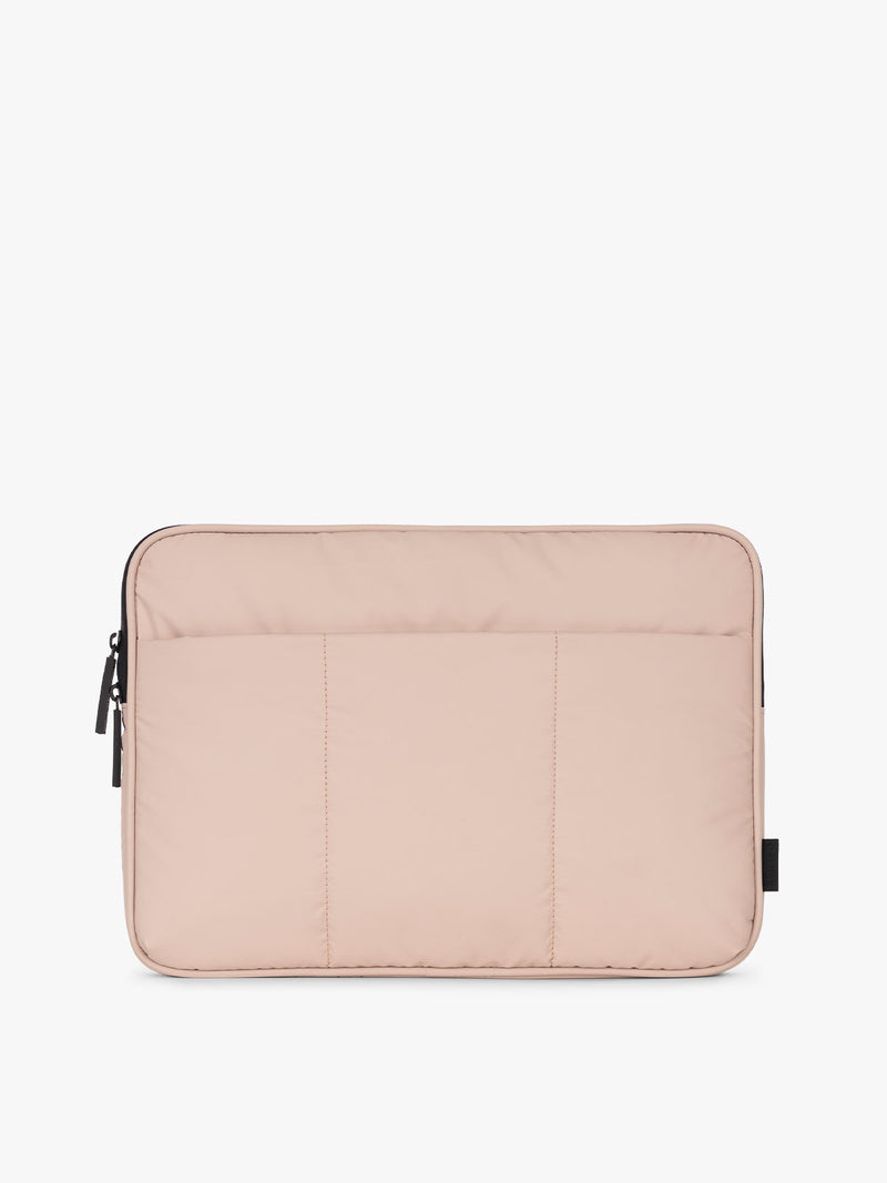 CALPAK Luka 14" Padded Laptop Sleeve with soft, puffy exterior in rose quartz