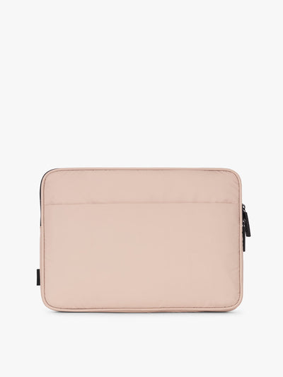 Back view of CALPAK Luka 14 Padded Laptop Sleeve with multiple exterior pockets in pink; ALL2401-ROSE-QUARTZ view 1