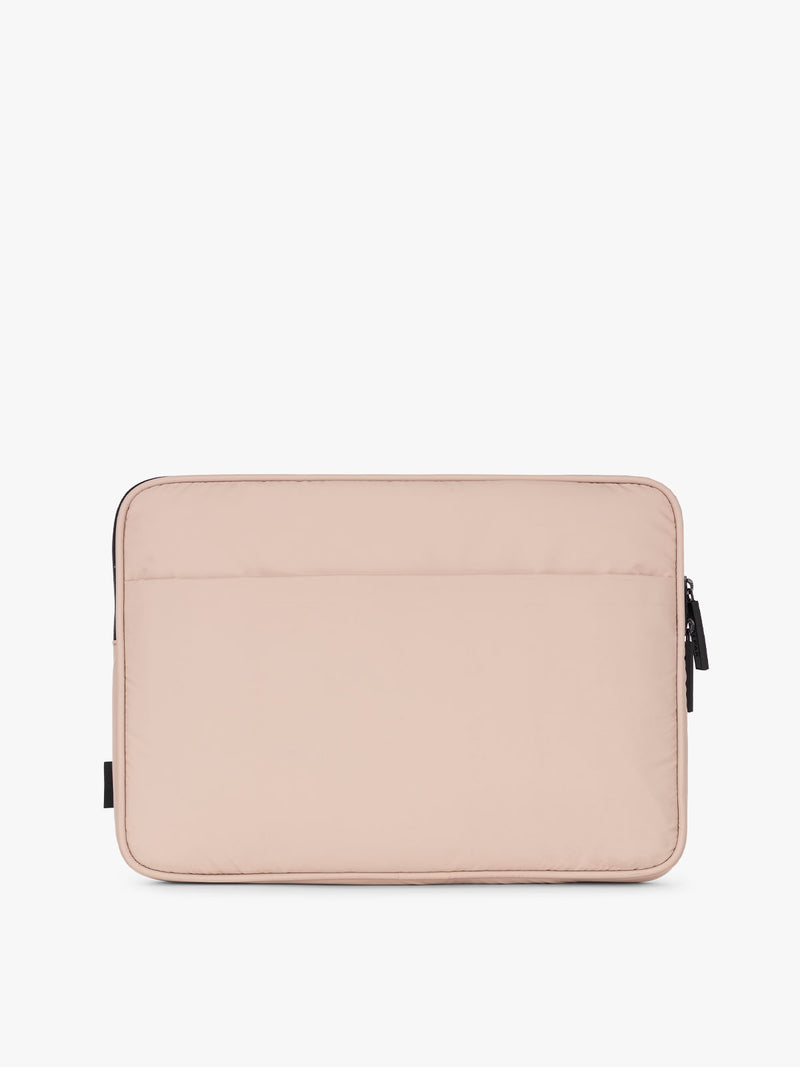 Back view of CALPAK Luka 14" Padded Laptop Sleeve with multiple exterior pockets in pink