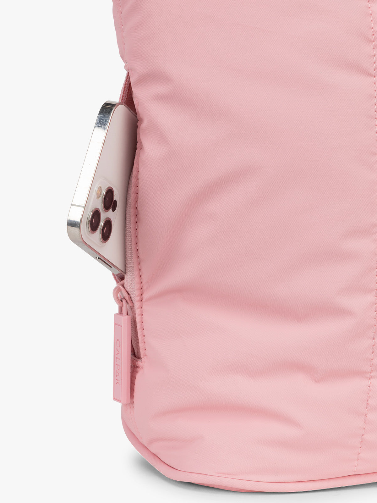 CALPAK Luka Mini Tote in pink Blossom side pocket; ALM2401-BLOSSOM