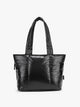 CALPAK Luka Mini Tote in shiny Glazed Black on a white background; ALM2401-GLAZED-BLACK