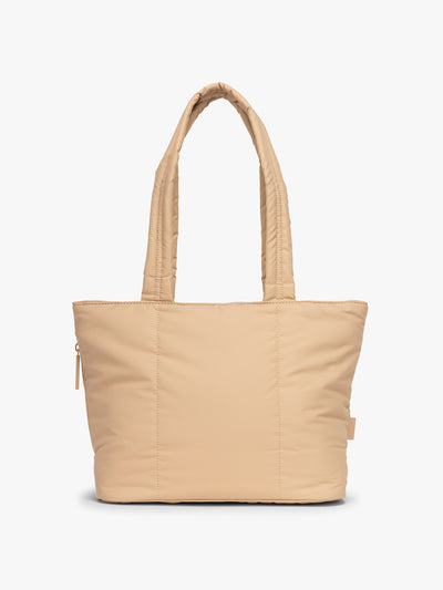 CALPAK Luka Mini Tote in beige Latte on a white background; ALM2401-LATTE view 1
