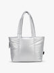 CALPAK Luka Mini Tote in shiny Silver on a white background; ALM2401-SILVER
