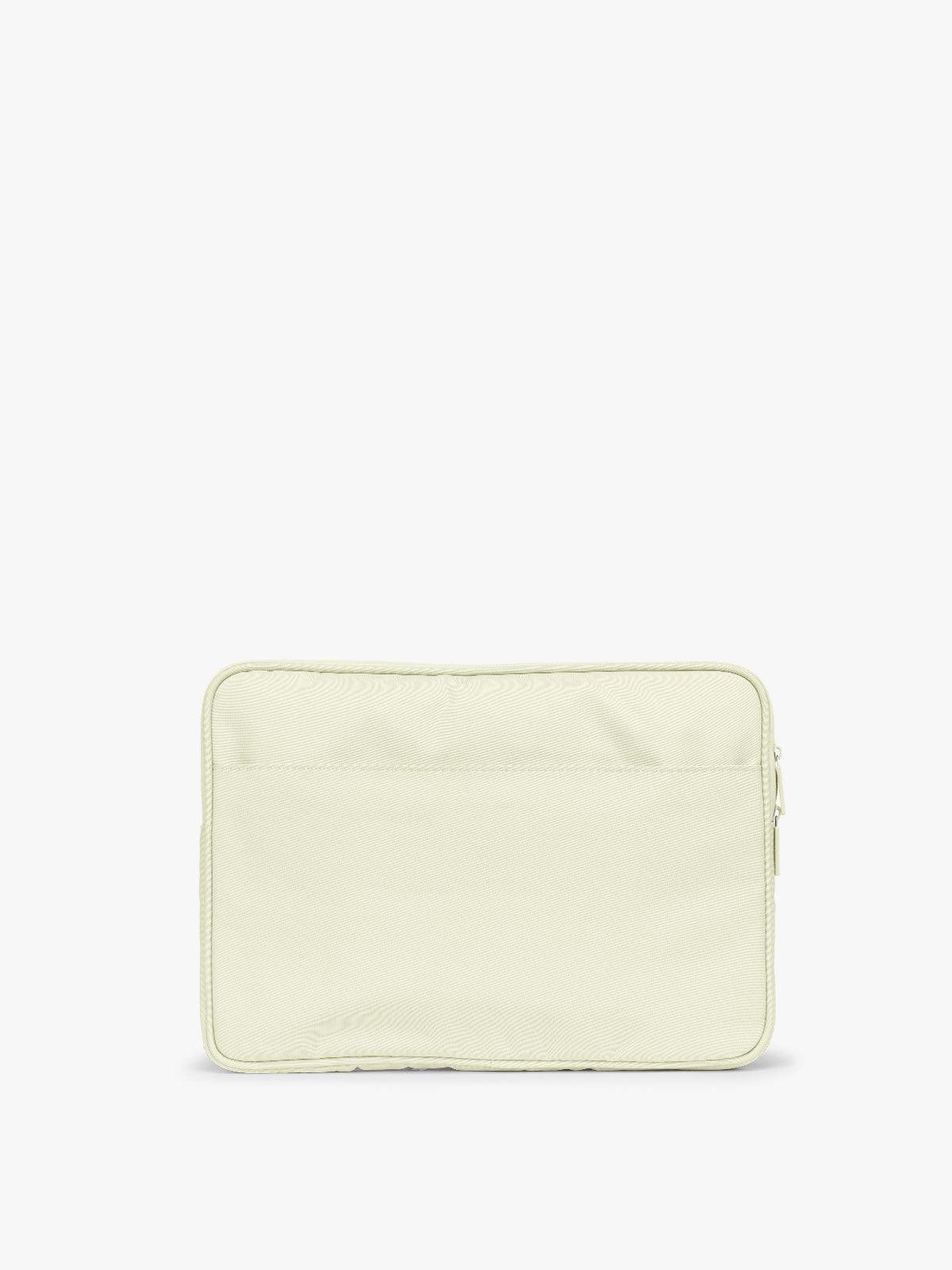 Backside of CALPAK Padded Laptop Sleeve 13-14" in light green Celadon; ALP2213-CELADON