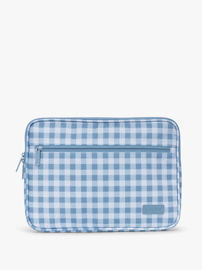 CALPAK Padded Laptop Sleeve 13 in white and blue gingham print in French Blue Gingham; ALP2213-FRENCH-BLUE-GINGHAM, TEST-FRENCH-BLUE-GINGHAM view 1