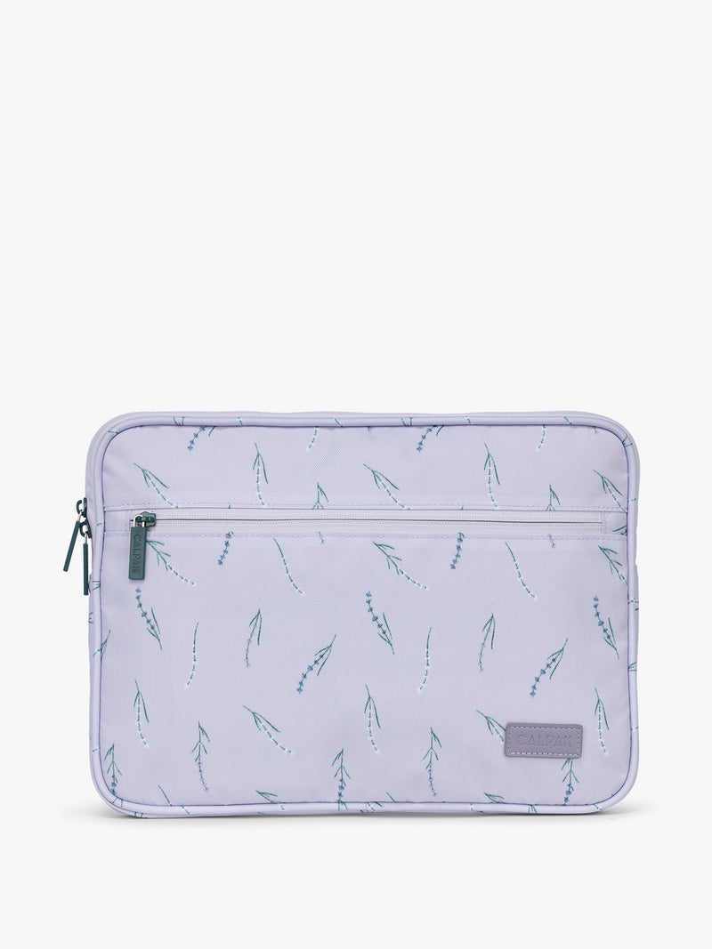 CALPAK Padded Laptop Sleeve 13" in light purple with lavender print Lavender Bloom
