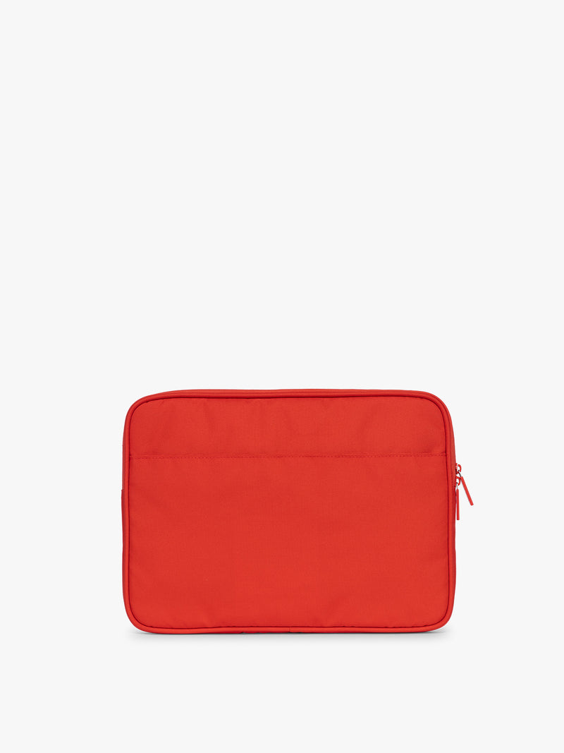 Backside of CALPAK Padded Laptop Sleeve 13-14" in red Tomato