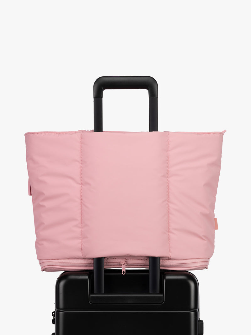 CALPAK Luka Expandable Tote Bag in pink Blossom trolley sleeve