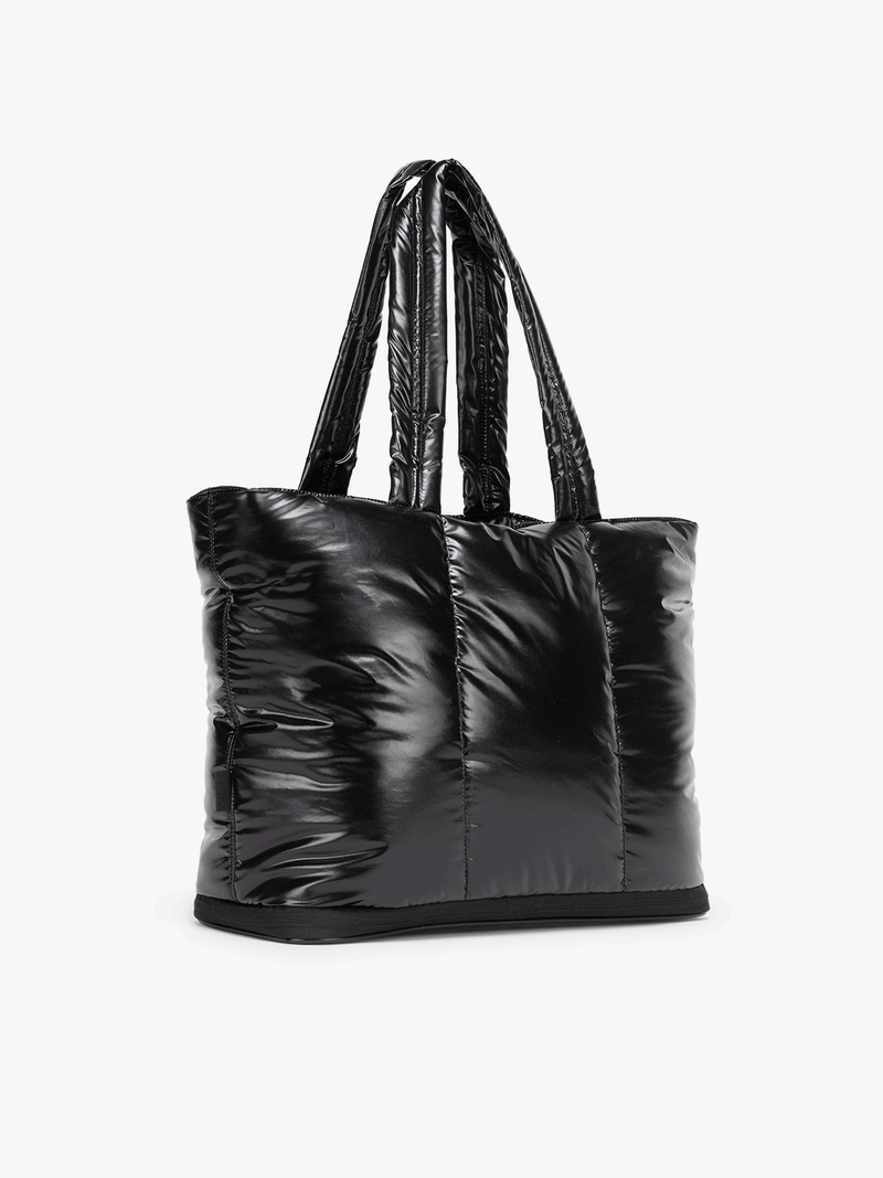 Gif of CALPAK Luka Expandable Tote in Glazed Black