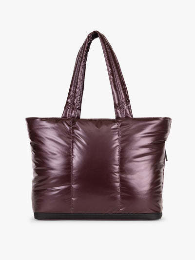 CALPAK Luka Expandable Tote in maroon Dark Cherry; ALT2201-GLAZED-DARK-CHERRY view 1