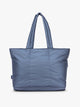 CALPAK Luka Expandable Tote in dark blue metallic material in Metallic Indigo; ALT2201-METALLIC-INDIGO