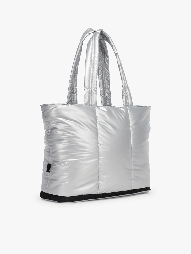 Gif of CALPAK Luka Expandable Tote in Silver