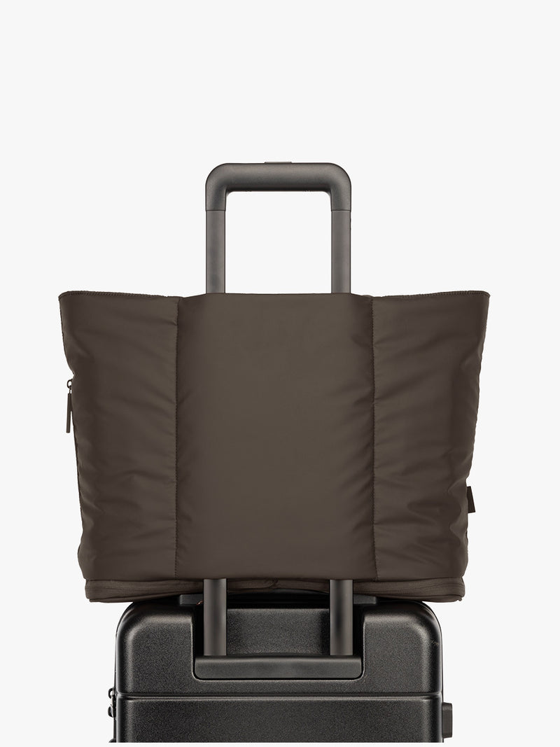 Luggage Trolley sleeve of CALPAK Luka Expandable Tote in brown Mushroom